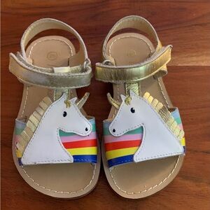 Mini Boden Gold Unicorn Kids Sandals